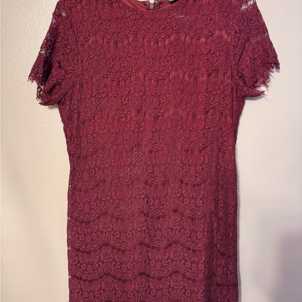 Lulu's Red Sheath Maxi Dress with Crew Neck